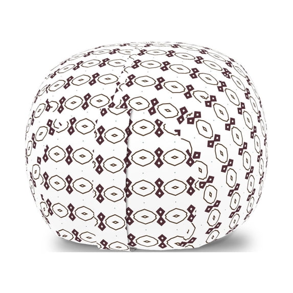 Abstract Storage Toy Bag Chair, Monochrome Illustration of Asymmetric Shapes Along Twin Rhombuses Pattern, Stuffed Animal Organizer Washable Bag, Small Size, Dark Mauve White, by Ambesonne