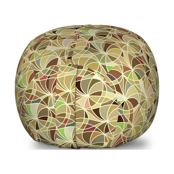 Abstract Storage Toy Bag Chair, Monochrome Swirly Entangled Lines on Mottled Earth Tone Background Retro Art, Stuffed Animal Organizer Washable Bag, Small Size, Multicolor, by Ambesonne