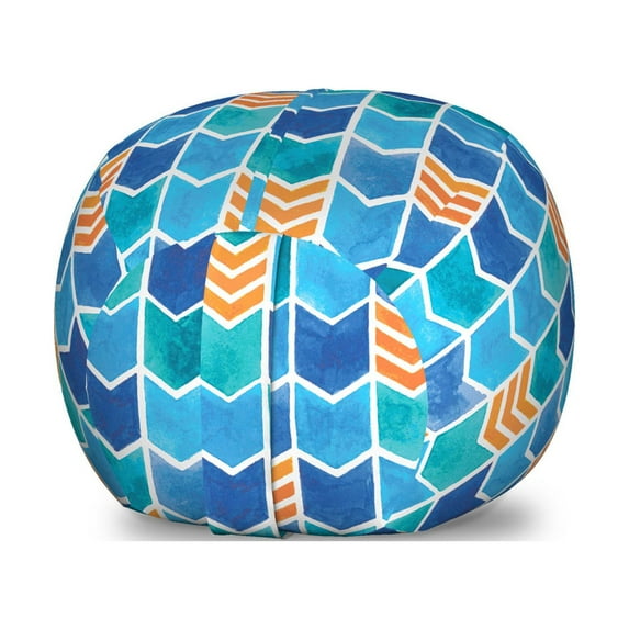 Abstract Storage Toy Bag Chair, Mosaic Tile Inspired Image Formed as Chevron Pattern Elements in Watercolor Style, Stuffed Animal Organizer Washable Bag, Small Size, Multicolor, by Ambesonne