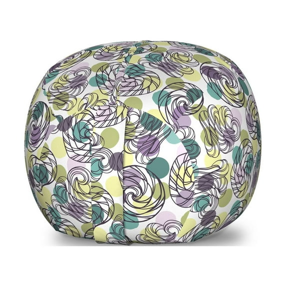 Abstract Storage Toy Bag Chair, Outline Lollipop Candy Spiral Sweets on Pastel Color Polka Dot Background, Stuffed Animal Organizer Washable Bag, Large Size, Multicolor, by Ambesonne