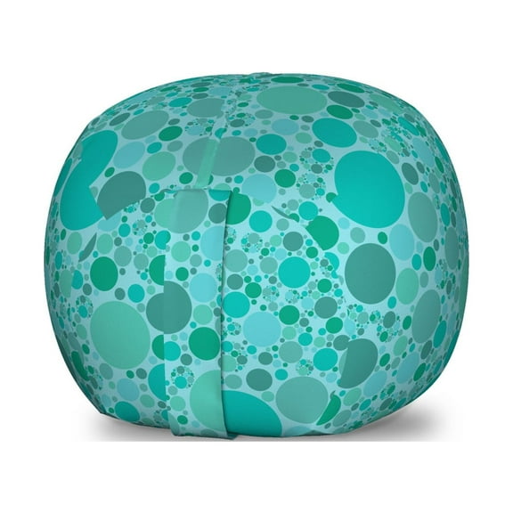 Abstract Storage Toy Bag Chair, Randomly Scattered Circular Blobs in Different Sizes, Stuffed Animal Organizer Washable Bag, Small Size, Dark Seafoam, by Ambesonne
