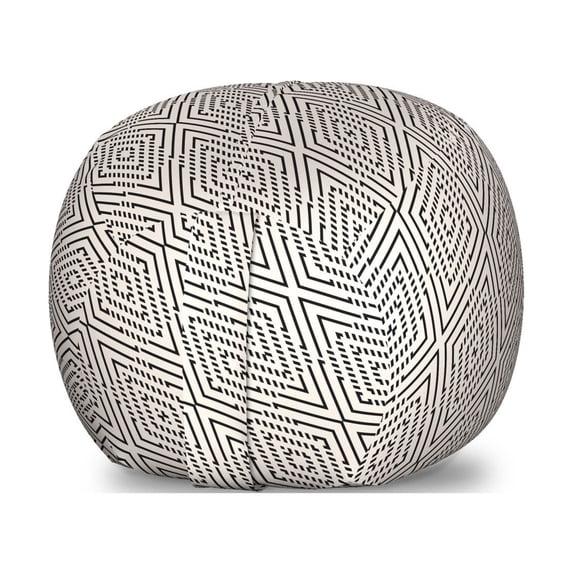 Abstract Storage Toy Bag Chair, Repetitive Diagonal Rhombus Motifs Illustration in Pale Tones Pattern, Stuffed Animal Organizer Washable Bag, Large Size, Champagne Charcoal Grey, by Ambesonne