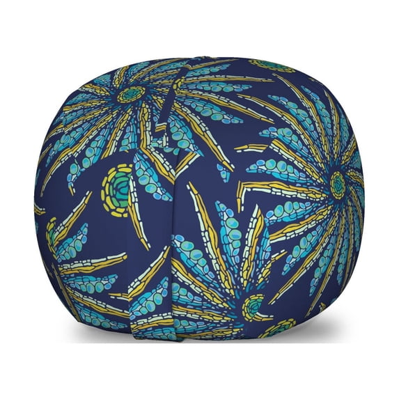 Abstract Storage Toy Bag Chair, Rhythmic Print of Pointy Sun Rays Summer Vibes Dark Tone Ethnic Like Motifs, Stuffed Animal Organizer Washable Bag, Large Size, Quartz Multicolor, by Ambesonne