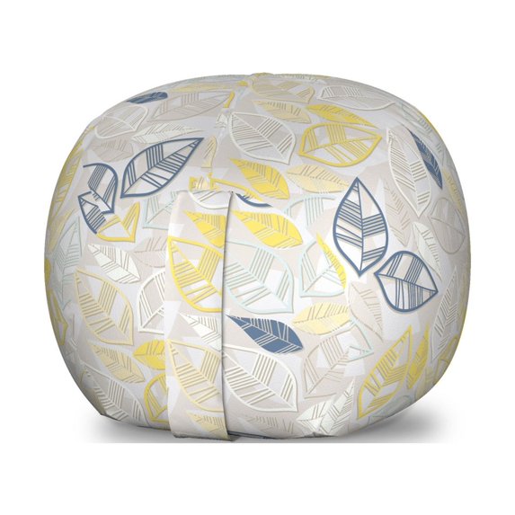 Abstract Storage Toy Bag Chair, Several Striped Leaves Pastel Tones Retro Style Natural Pattern Illustration, Stuffed Animal Organizer Washable Bag, Small Size, Multicolor, by Ambesonne