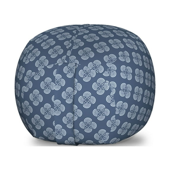 Abstract Storage Toy Bag Chair, Simplistic Pattern of Spiral Element Ornamental Whirlpool Look, Stuffed Animal Organizer Washable Bag, Large Size, Ceil Blue Purpleblue, by Ambesonne