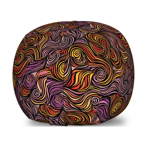 Abstract Storage Toy Bag Chair, Smoothly Engaging Colors Hand Drawing Style Wave Design with Spirals and Swirls, Stuffed Animal Organizer Washable Bag, Large Size, Multicolor, by Ambesonne