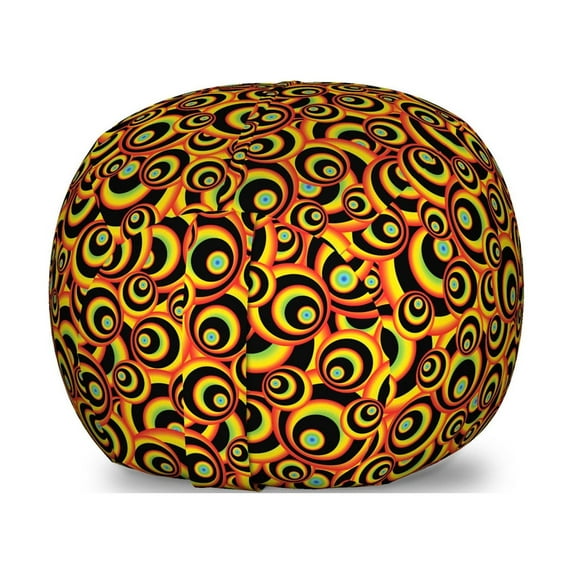Abstract Storage Toy Bag Chair, Spiral Round Colorful Disc Shaped Geometric Forms Hippie Style Bubbles, Stuffed Animal Organizer Washable Bag, Small Size, Multicolor, by Ambesonne