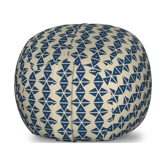 Abstract Storage Toy Bag Chair, Three-Angle Shapes in Bi-color Polygonal Illustration, Stuffed Animal Organizer Washable Bag, Large Size, Pale Sepia Dark Sky Blue, by Ambesonne