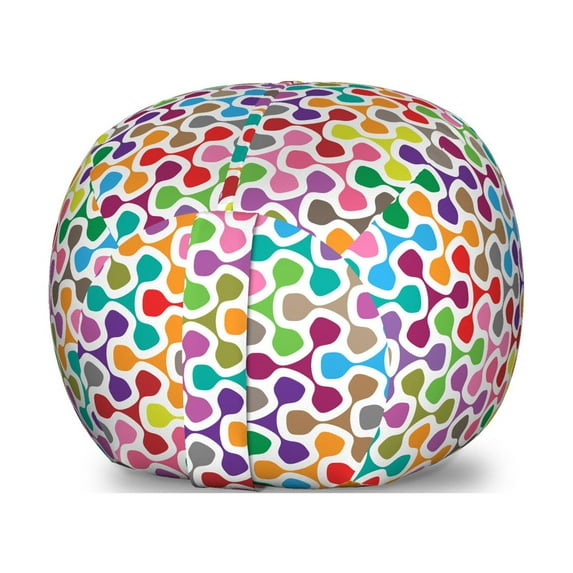 Abstract Storage Toy Bag Chair, Trippy Crossed Linked Geometric Puzzle Style Ornamental Background Pattern, Stuffed Animal Organizer Washable Bag, Large Size, Multicolor, by Ambesonne