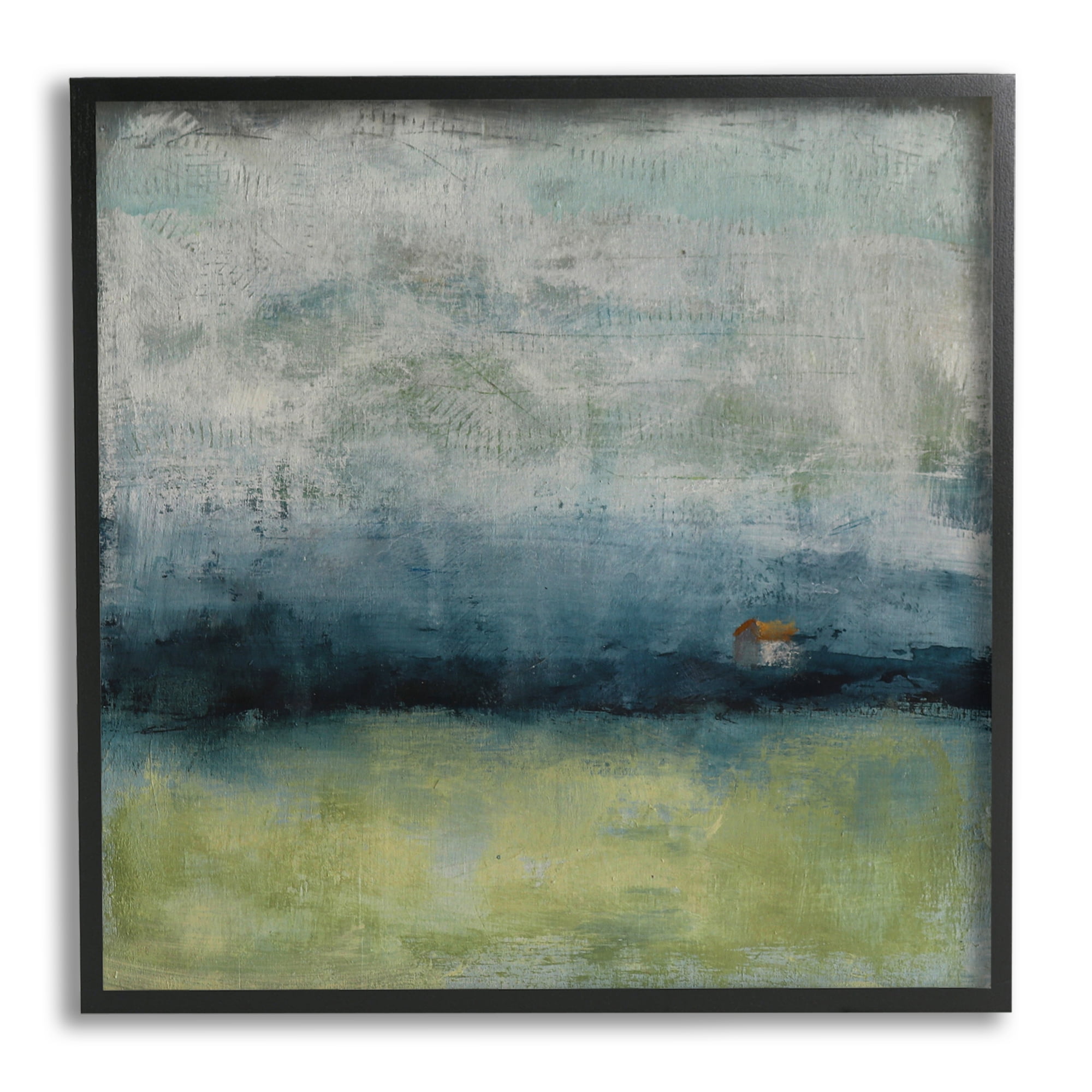 Abstract Stormy County Home Landscape Murky Grey Sky Abstract Framed Art Print Wall Art, 17x17