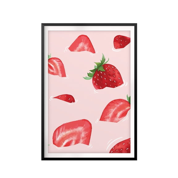 Abstract Strawberries 8 x 10 UNFRAMED Print Fruit Wall Art