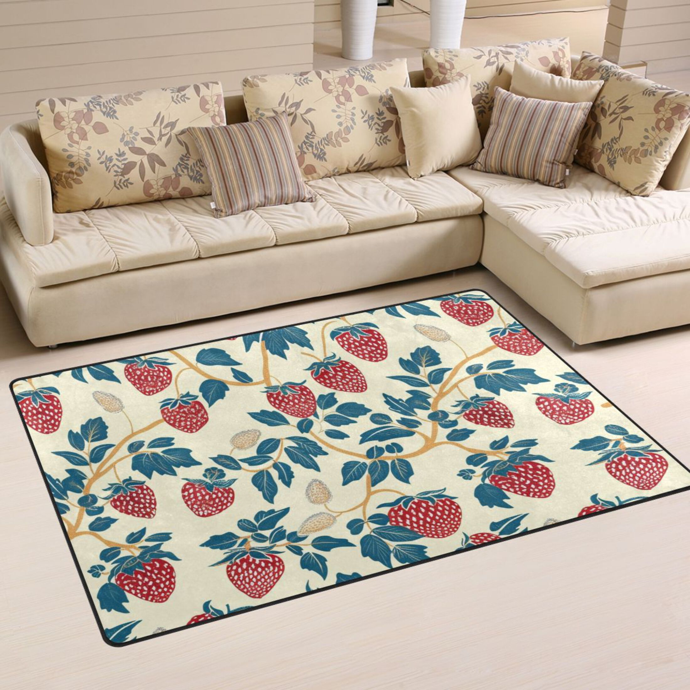 Abstract Strawberry Area Floor Mats NonSlip Rugs Soft Doormat 31 x 20