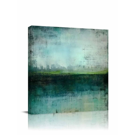 Abstract Street Art Canvas Wall Art, Vintage Green Watercolor Gradient Framed Wall Decor Modern Artwork Prints Painting for Living Room, Bedroom, Kitchen & Cafe Decor 28x28 Inch