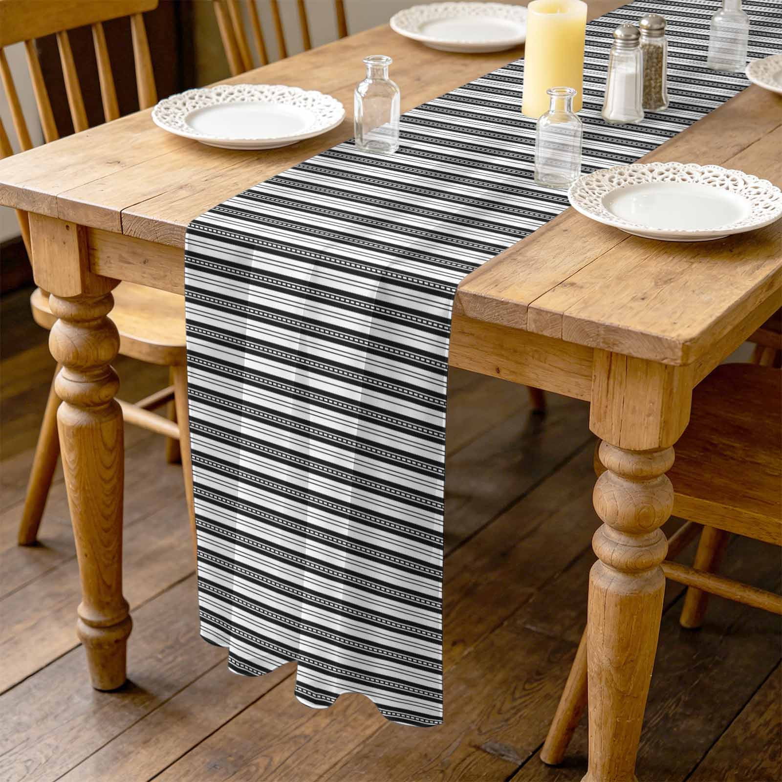 Abstract Stripe 10ft Cheesecloth Table Runner for Wedding 27