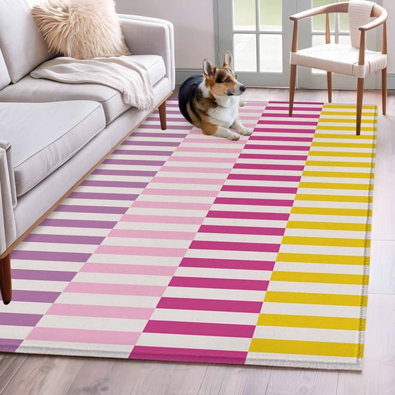 Abstract Stripe 4'x6' Rug for Dining Table for 4 People Under Table ...