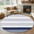 Abstract Stripe 7' Round Rug for Living Room Conversation Area, Classic ...