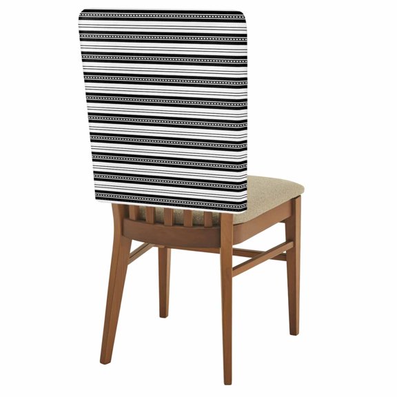 Abstract Stripe Chair Back Covers Set of 8 Classic Black Point Lines Removable Dining Chair Slipcovers Washable Seat Protector for Restaurant Party Banquet Kichen Decor