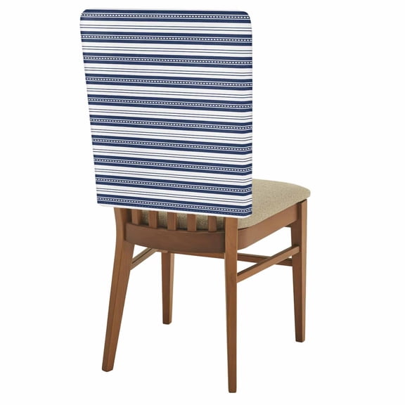 Abstract Stripe Chair Back Covers Set of 8 Classic Navy Blue Point Lines Removable Dining Chair Slipcovers Washable Seat Protector for Restaurant Party Banquet Kichen Decor