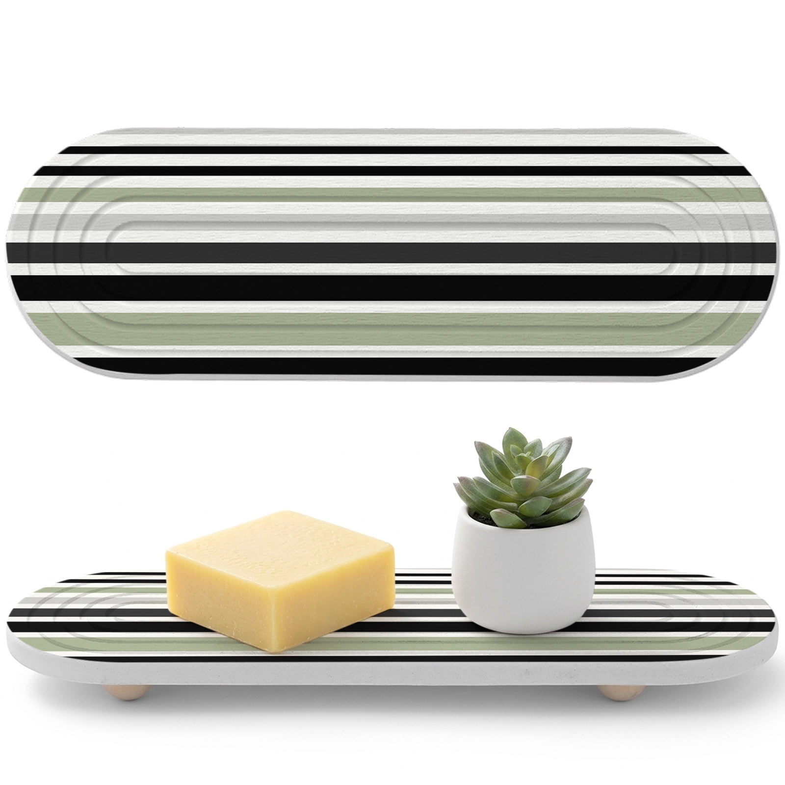 Abstract Stripe Diatomaceous Earth Coasters, Classic Sage Green Black ...