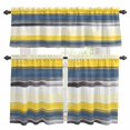 thumbnail image 1 of Abstract Stripe Kitchen Curtains Valances and Tiers Set of 3 Blue Yellow Grey Gradient Tier Curtains and Valance with Rod Pocket for Small Windows, 27.5"x24", 1 of 9