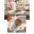 thumbnail image 1 of Abstract Stripe Leaf Table Runner-36 Inch Long Boho Orange Brown Style Table Runners Linen Burlap Tablerunner for Kitchen Dining Room Holiday Party, 1 of 9