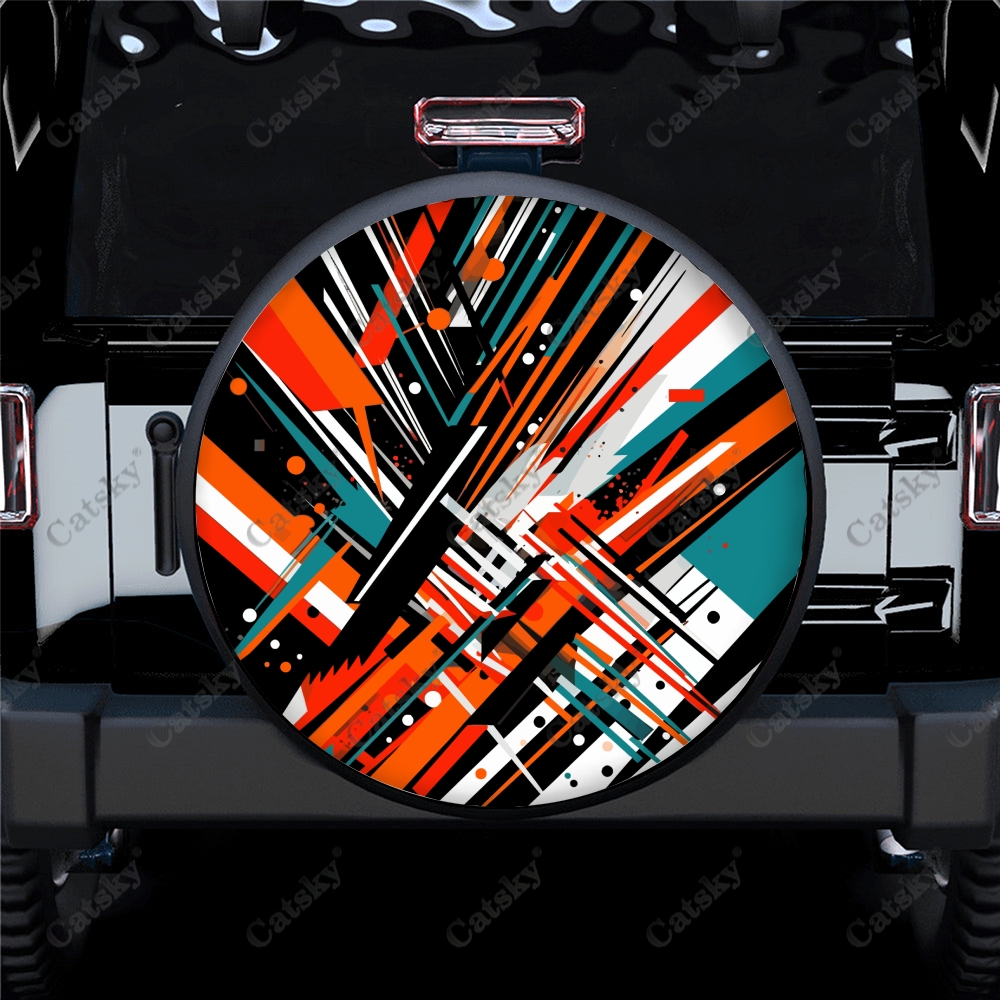 Abstract Stripe Racing Art Pattern Polyester Universal Spare Wheel Tire ...