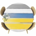 thumbnail image 1 of Abstract Stripe Round Fitted Table Cover Yellow Blue Grey Gradient Abstract Retro Waterproof Table Cloth with Elastic Edge Wipeable Tablecloth for Picnic Camping Party Fits 36"-44" Diameter, 1 of 8