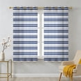 Abstract Stripe Sheer Curtains 54 Inch Long 2 Panels, Classic Navy Blue ...