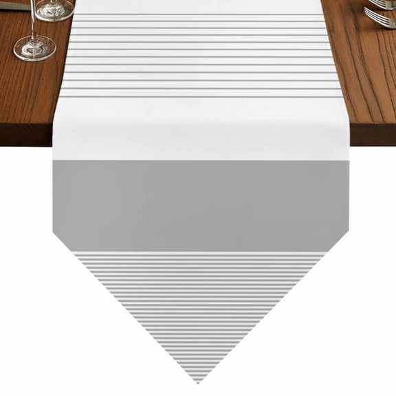 Abstract Stripe Table Runner for Dining Room, Classic Gray Lines Art Cotton Linen Dining Table Runner Tablecloth Dresser Scarves for Kitchen Cafe 13x120 Inches Long