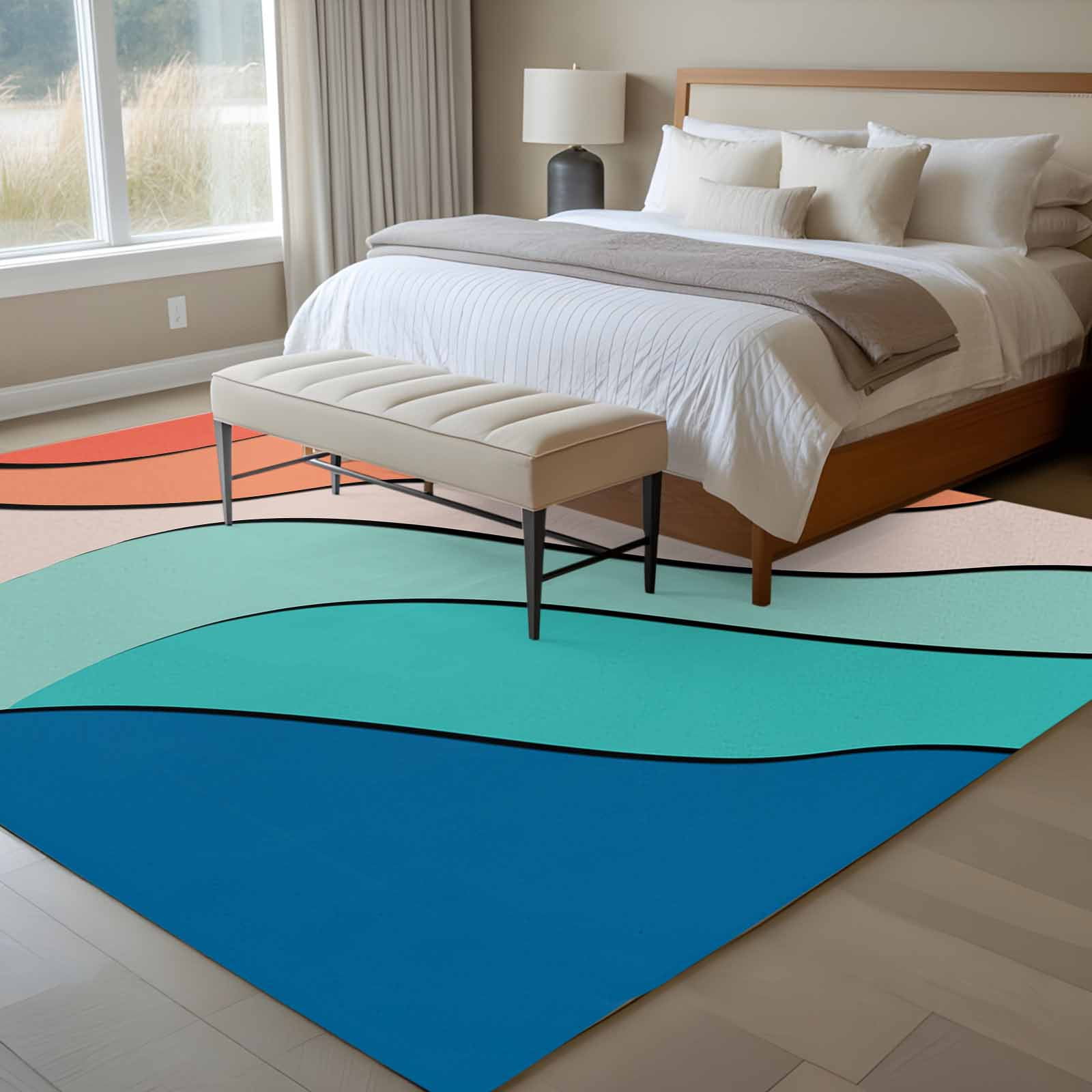 Abstract Striped 6x9 Rug for Dining Room Table and Chair Setup, Simple ...