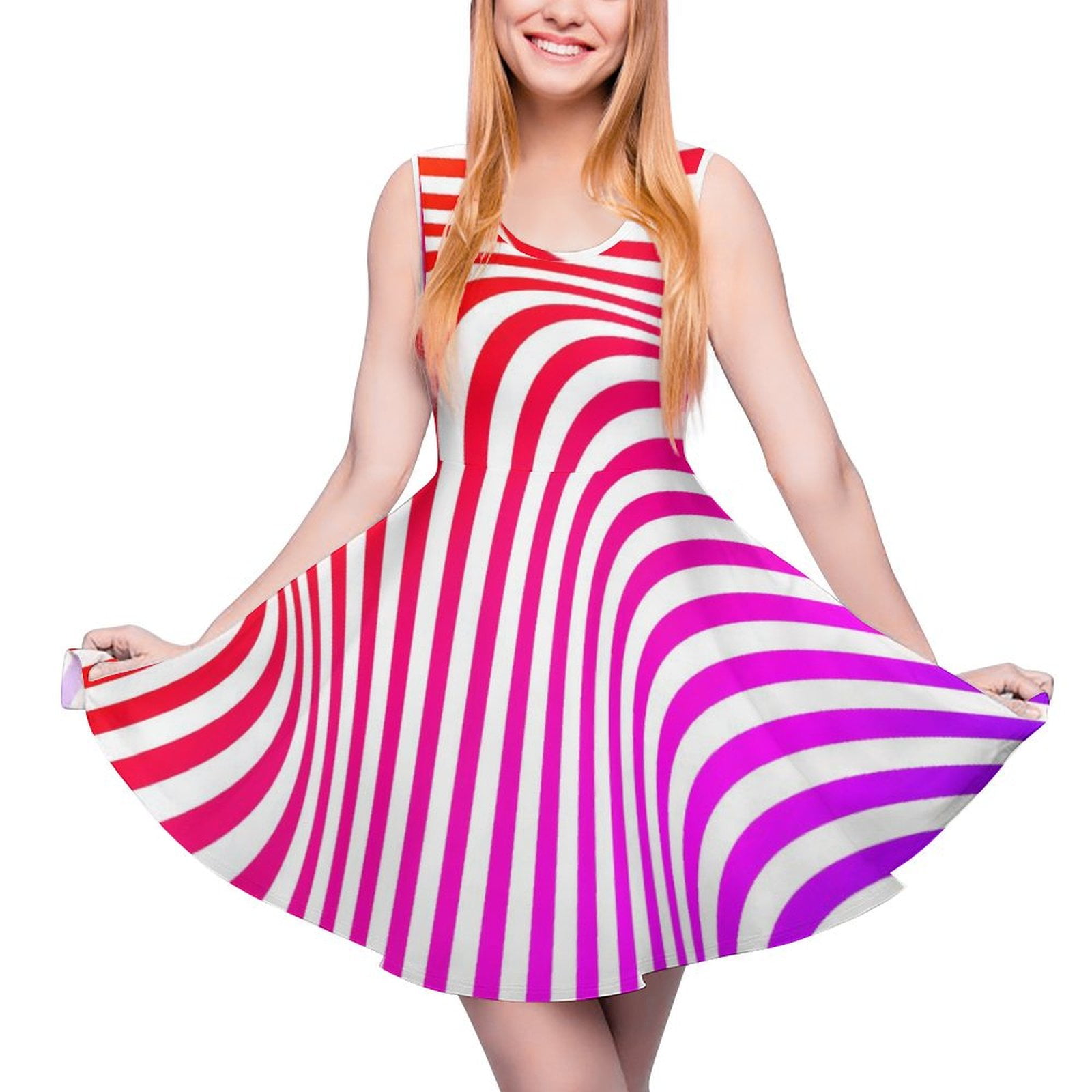 Abstract Striped Dress High Waist Geometry Shape Streetwear Dresses