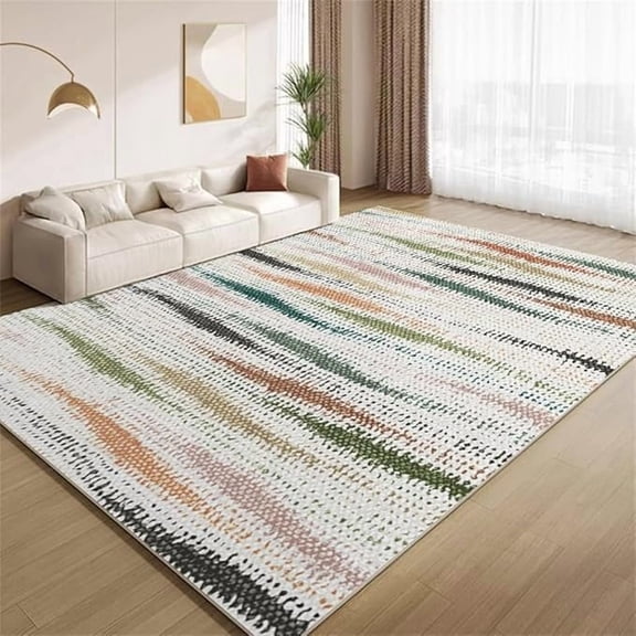 Abstract Striped Geometric Area Rug Modern Multi Cream Rugs Ultra Soft Non Slip Washable Carpet for Teens Boys Girls Kids Living Room Bedroom Nursery Study Office Hallway 2 x 3ft