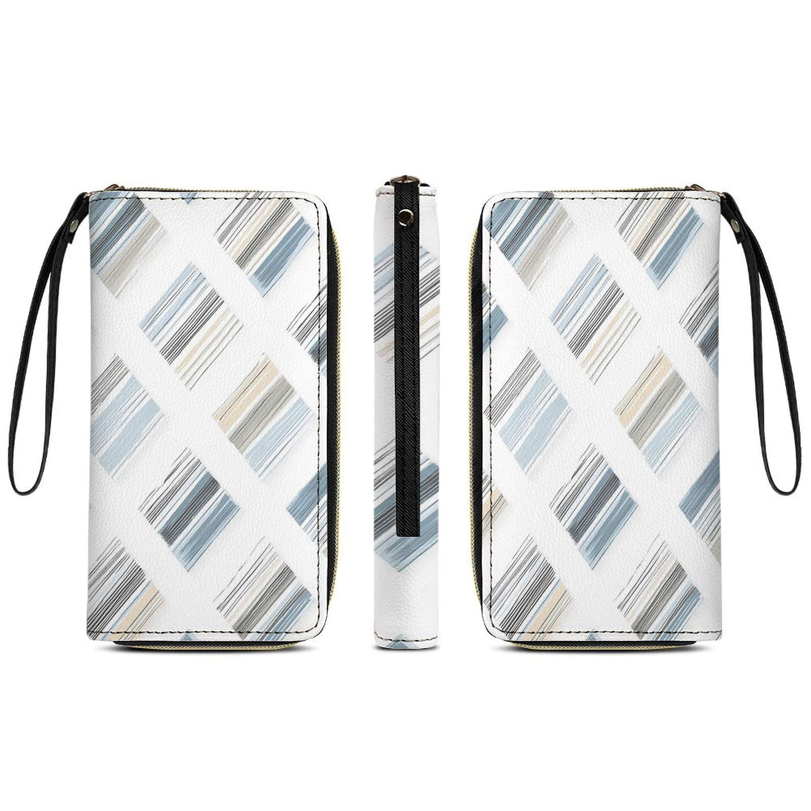Abstract Striped Geometric Pattern Long Wallets For Women PU Leather ...