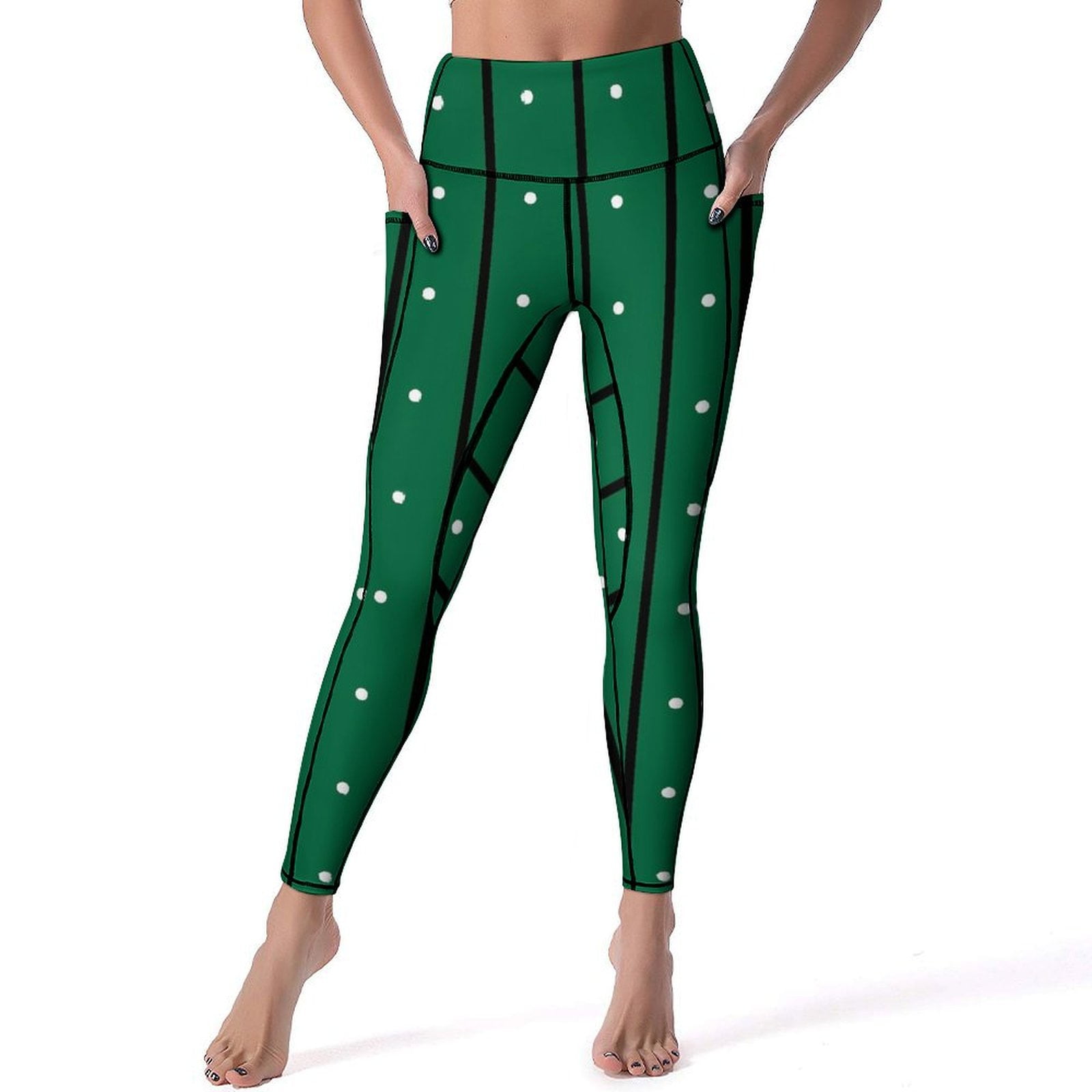 Abstract Striped Polka Dot Yoga Pants Lady Black And White Leggings