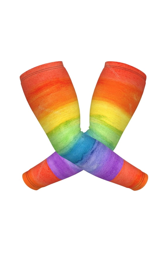 Abstract Striped Rainbow Arm Sleeves For Men And Women Compression Sun Protection Tattoo Cover Up Baseball Basketball Running