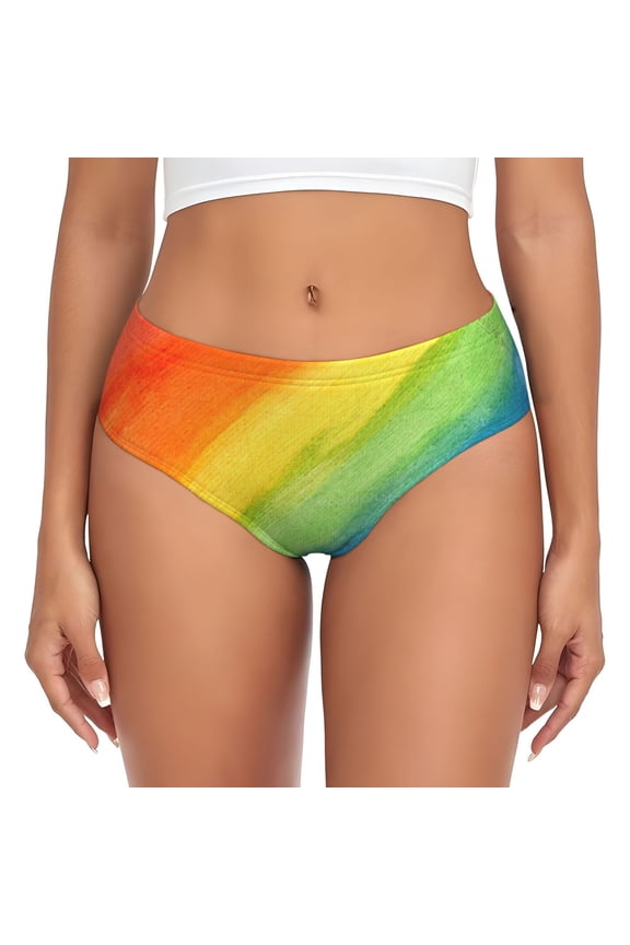 Abstract Striped Rainbow Bikini Panties Stretch Cool 3D printed Underwear for Women Medium