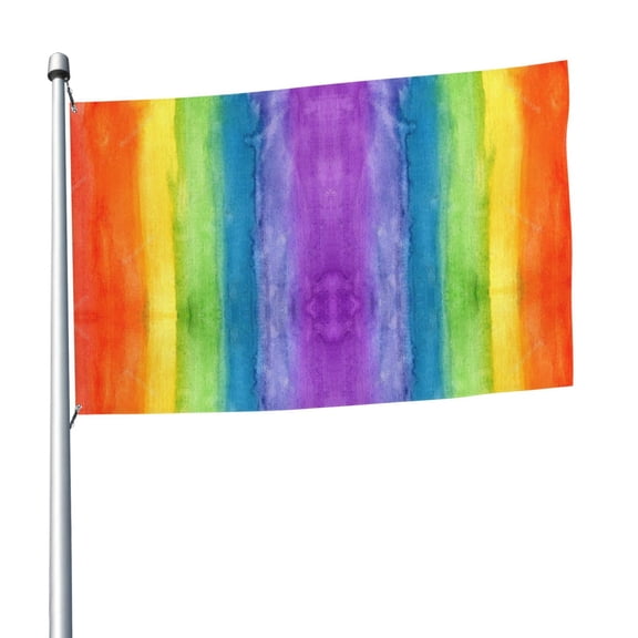 Abstract Striped Rainbow Flag 5x8 Ft Print Vivid Color Light-Weighted Flags With Grommets