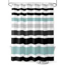 Abstract Striped Shower Curtain, Aqua Black White Bathroom Decor Curtains Set with Hooks, Waterproof Fabric Home Accessories， 60 X 72 Inch Long