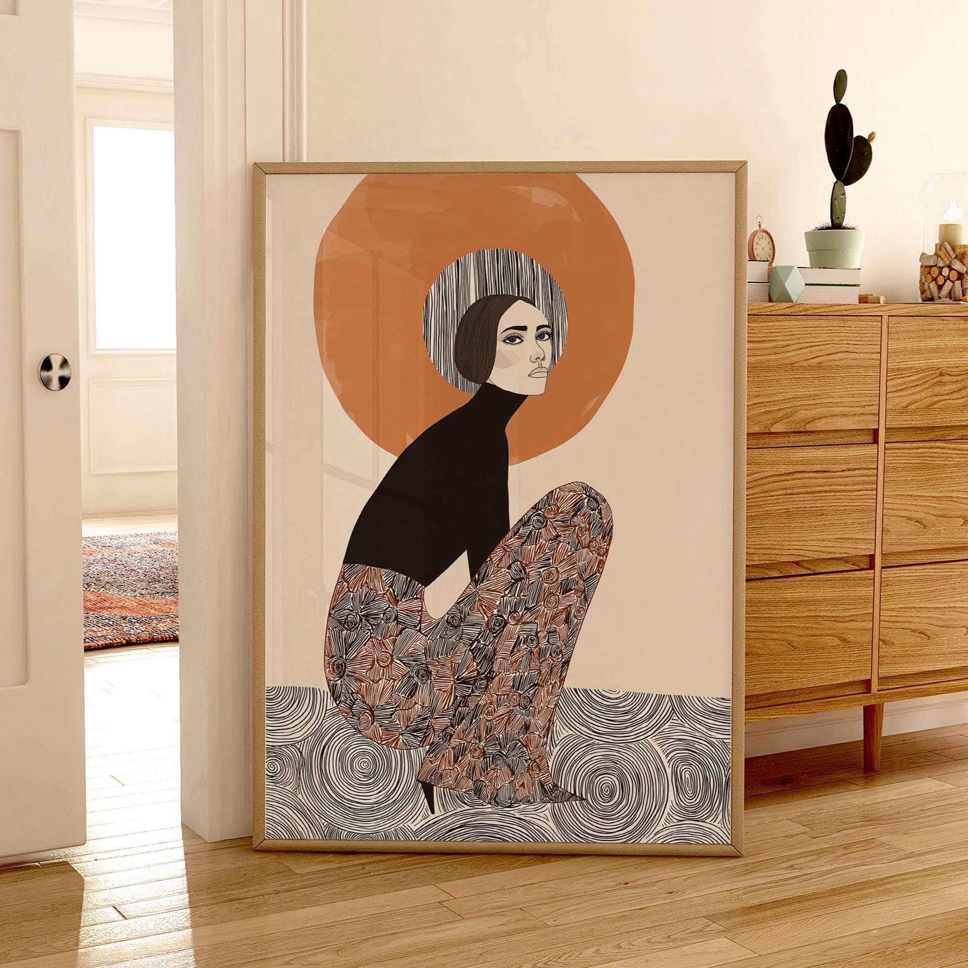 Abstract Striped Woman Poster Modern Fashion Art Stripe Expressionist ...
