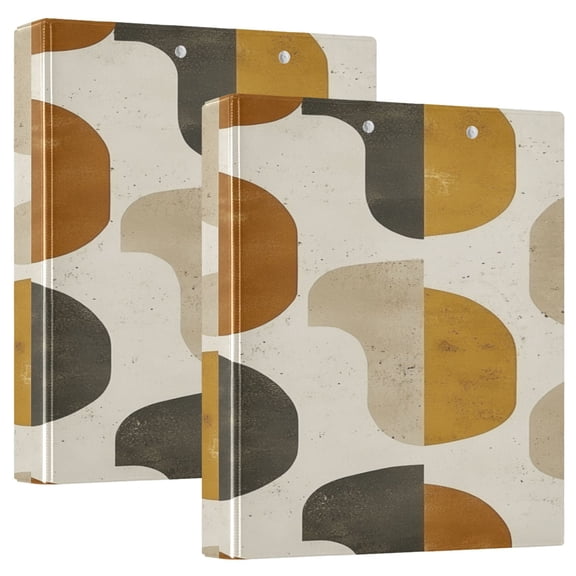 Abstract Stripes 12.4x10.6in PVC Round Ring Binder, D-Ring 3-Hole, Metal Clip, 200 Sheets