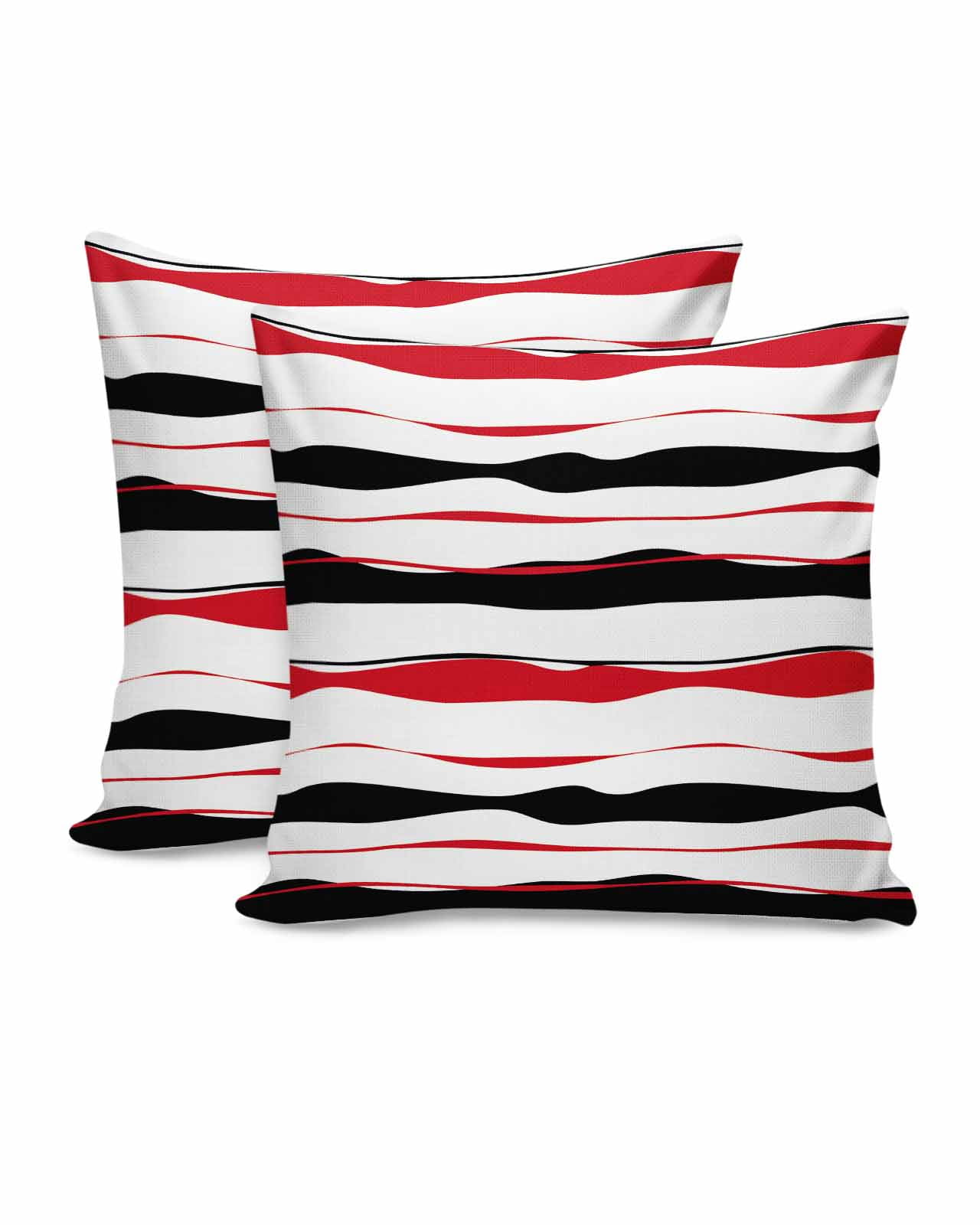 Abstract Stripes 16x16 Pillow Covers Set of 2, Red Black Decorations