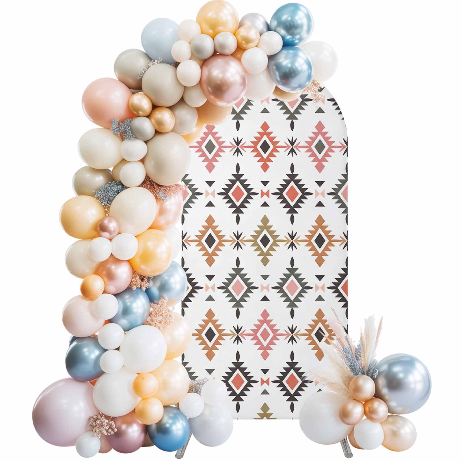 Abstract Stripes Arch Backdrop Cover 5 FT Pink Orange Aztec Ethnic ...