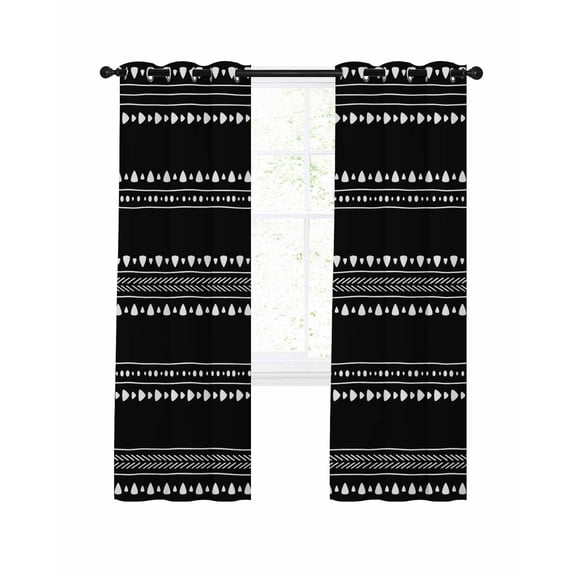 Abstract Stripes Blackout Curtains 96 Inch Length African Tribal Boho Black White Geometric Stripes Thermal Insulated Window Curtain Window Drapes 2 Panels for Bedroom Living Room 52"Wx96"L