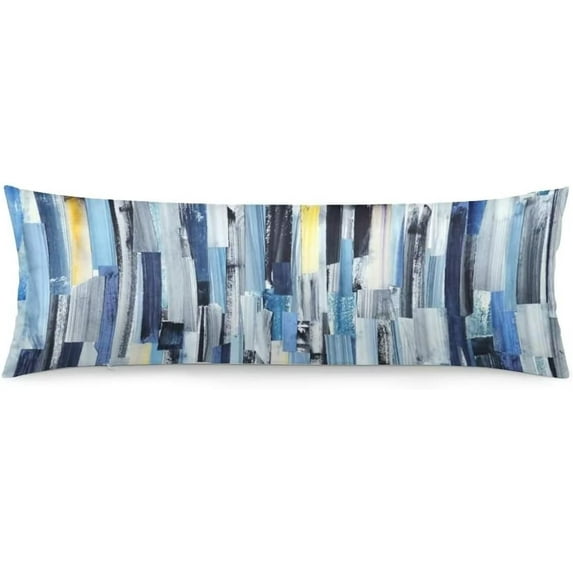 Abstract Stripes Body Pillow Cover Geometric Multicolor Stripe and Teals Ink Texture Cushion Long Pillowcase with Zipper Farmhouse Pillow Covers Decorative Large Bedding Pillow Cases for Couch 20"x54"
