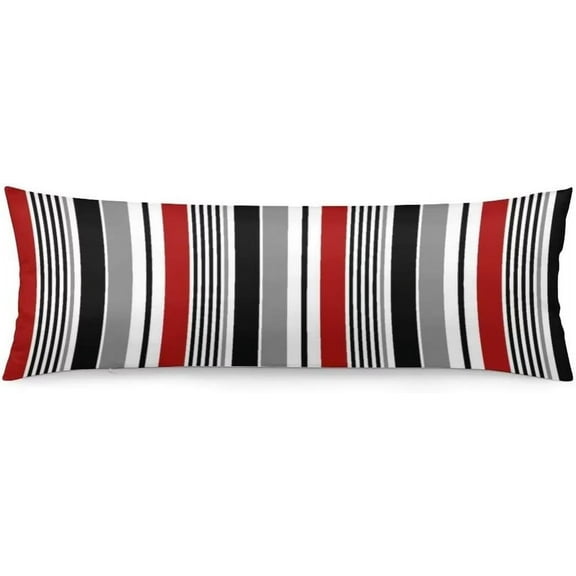 Abstract Stripes Body Pillow Cover Red and Black White Grey Striped Long Pillow Case with Zipper Decorative Soft Bedding Pillowcase Modern Stripe Pillow Covers for Couch,Bedroom,Home Gifts 20"x54"