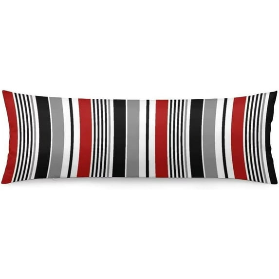 Abstract Stripes Body Pillow Cover Red and Black White Grey Striped Long Pillow Case with Zipper Decorative Soft Bedding Pillowcase Modern Stripe Pillow Covers for Couch,Bedroom,Home Gifts 20"x54"