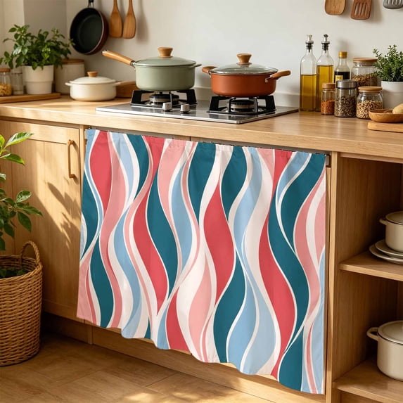 Abstract Stripes Cabinet Curtains for Kitchen 35