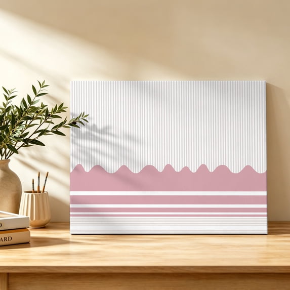 Abstract Stripes Canvas Wall Art, Abstract Pink Waves Stripe Modern ...