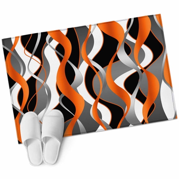 Abstract Stripes Entryway Rug 2x3 Area Rug Washable Indoor Doormat Small Bathroom Rugs Low Pile Accent Throw Rugs Retro Modern Orange Black Gray Lines Floor Carpet for Kitchen Bedroom Entrance