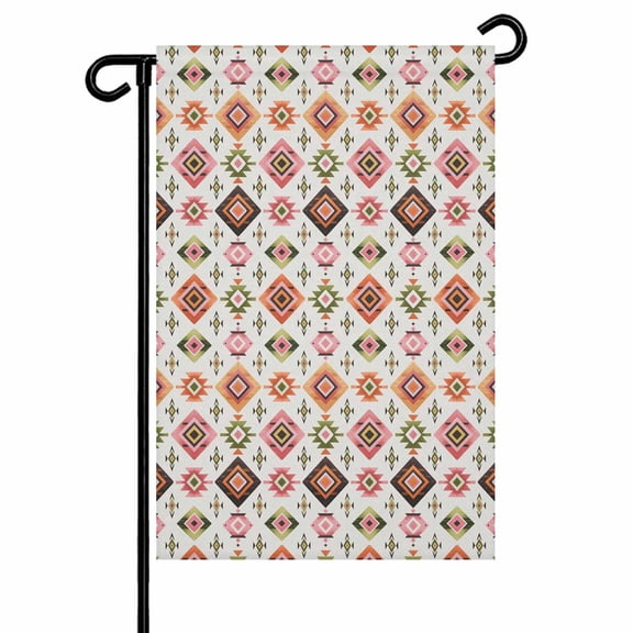 Abstract Stripes Garden Flag 12x18 Inch Colorful Aztec Ethnic Native Tribal Geometric Double Sided Small Decorative Garden Flags for Outside, Outdoor Yard Porch Lawn Decoration